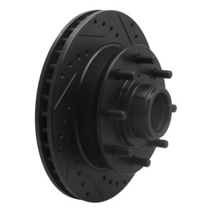 Chevrolet C2500 Brake Rotor (1) - Front Right - R1 Concepts - Drilled & Slotted - Black - `92-`02